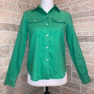 Ralph Lauren 100% Linen XS Green Shirt Blouse